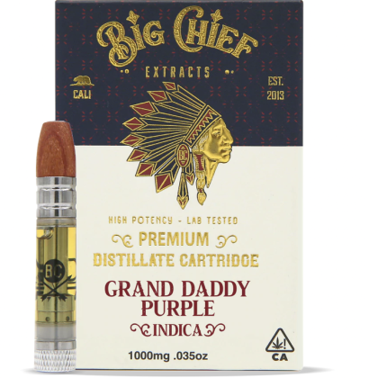 Big Chief Extracts - Premium Distillate Cartridge 1g - Grand Daddy Purple (Indica)
