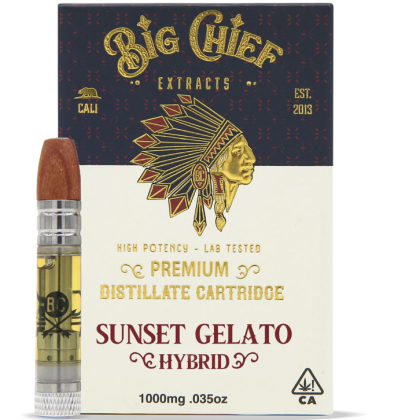 Big Chief Extracts - Premium Distillate Cartridge 1g - Sunset Gelato (Hybrid)